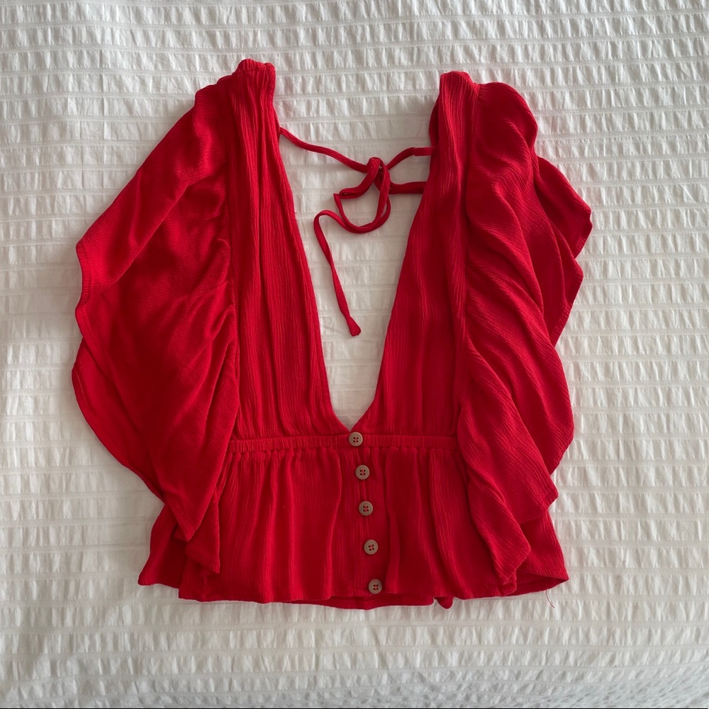 Red flowy tank